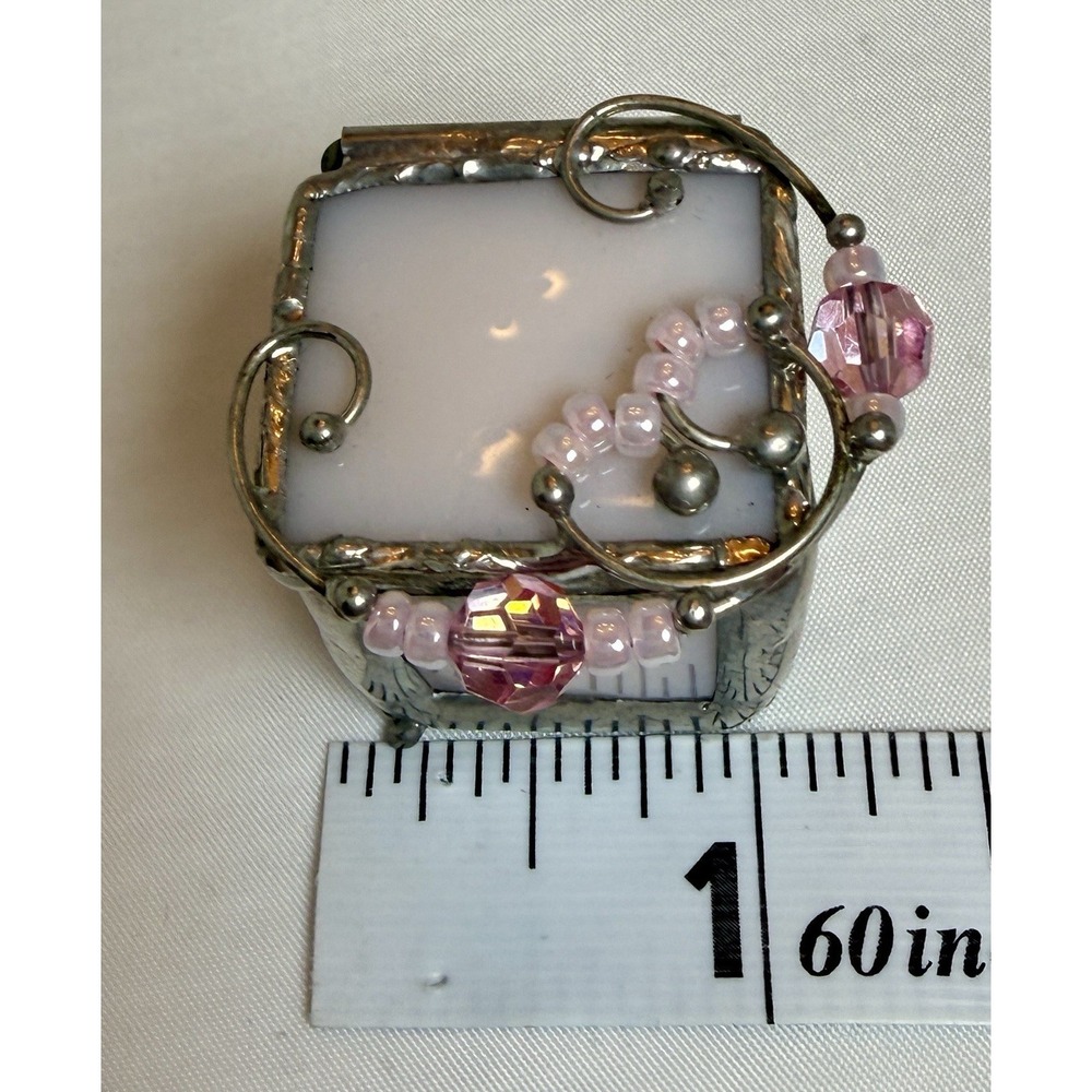 Vintage Tooth Fairy Pink Stained Glass Box Seven Sisters - Picture 7 of 8